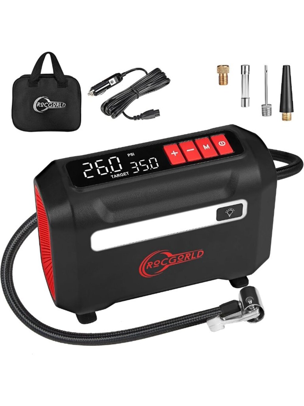 Portable Tire Inflator Air Compressor, Fast 3X Inflation, Dual Digital Screen